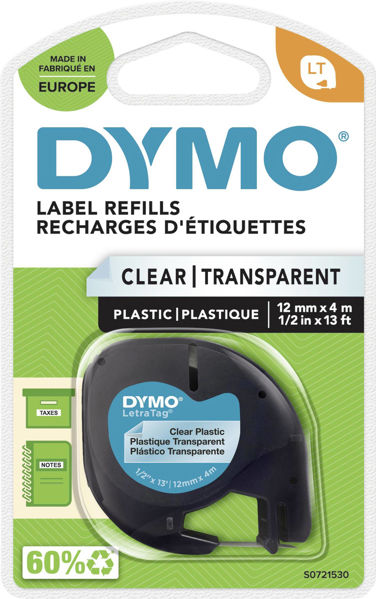 Picture of DYMO 12267 12MM X 4M CLEAR LETRATAG TAPE